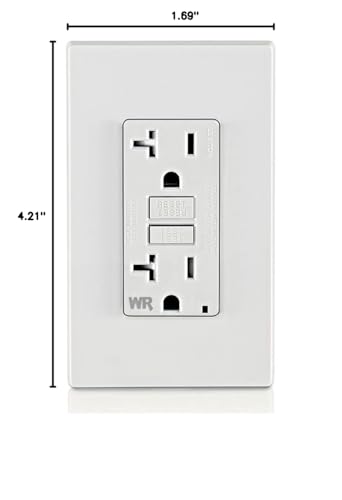 Leviton GFWT2-W Self-test SmartlockPro Slim GFCI Weather-Resistant and Tamper-Resistant Receptacle with LED Indicator, 20-Amp, White