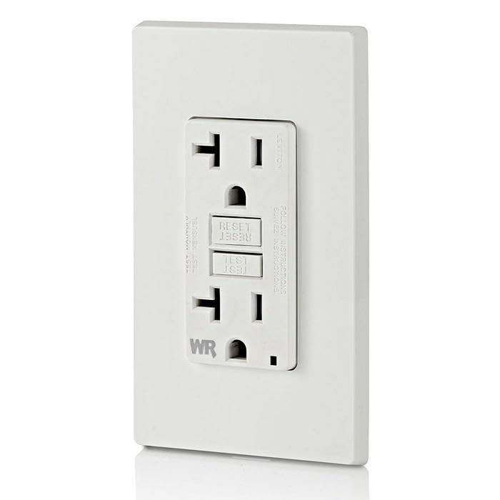 Leviton GFWT2-W Self-test SmartlockPro Slim GFCI Weather-Resistant and Tamper-Resistant Receptacle with LED Indicator, 20-Amp, White