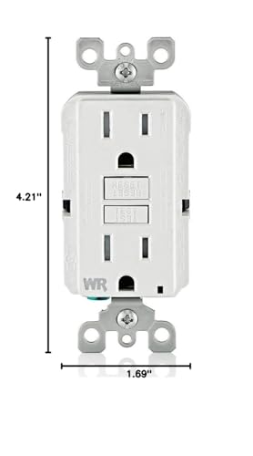 Leviton GFWT2-W Self-test SmartlockPro Slim GFCI Weather-Resistant and Tamper-Resistant Receptacle with LED Indicator, 20-Amp, White