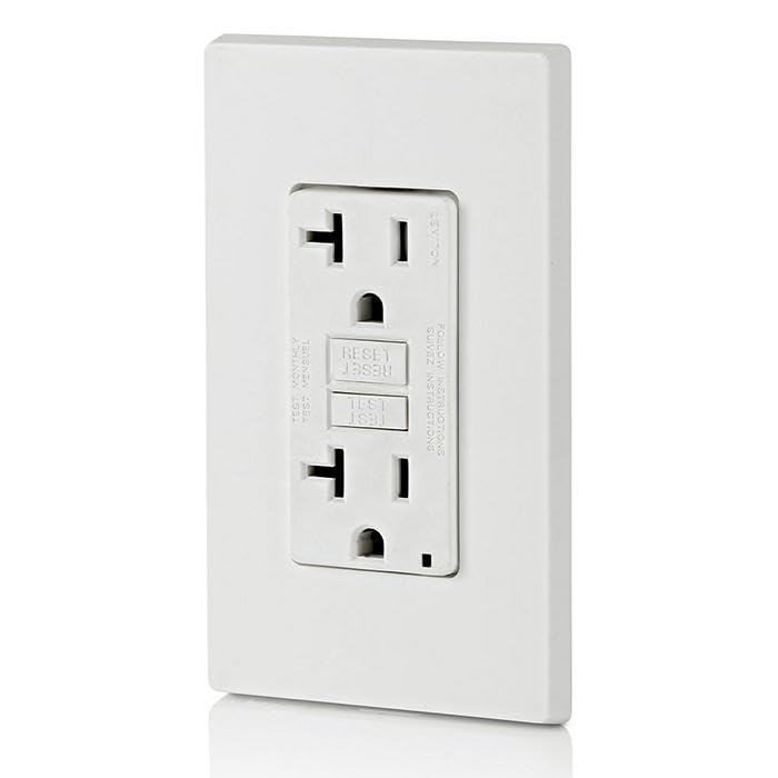 Leviton GFWT2-W Self-test SmartlockPro Slim GFCI Weather-Resistant and Tamper-Resistant Receptacle with LED Indicator, 20-Amp, White