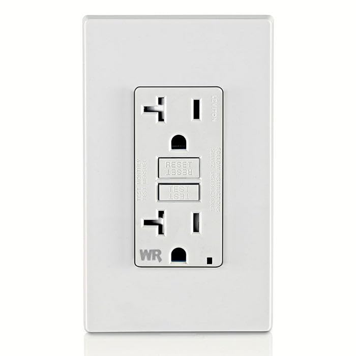 Leviton GFWT2-W Self-test SmartlockPro Slim GFCI Weather-Resistant and Tamper-Resistant Receptacle with LED Indicator, 20-Amp, White