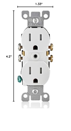 Leviton 15 Amp 125V Tamper Resistant Duplex Receptacle, T5320-WMP, White