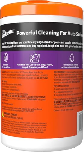 Armor All Car Interior Protectant Wipes, 90 Count Canister, UV Protectant for Vinyl, Rubber, Plastic, Trim and Dashboards