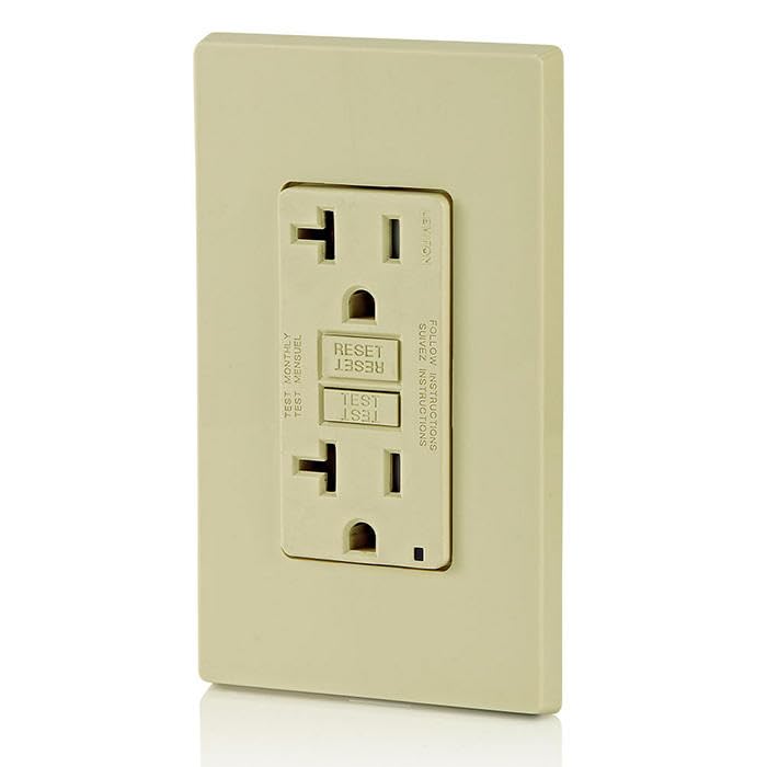 Leviton GFWT2-W Self-test SmartlockPro Slim GFCI Weather-Resistant and Tamper-Resistant Receptacle with LED Indicator, 20-Amp, White