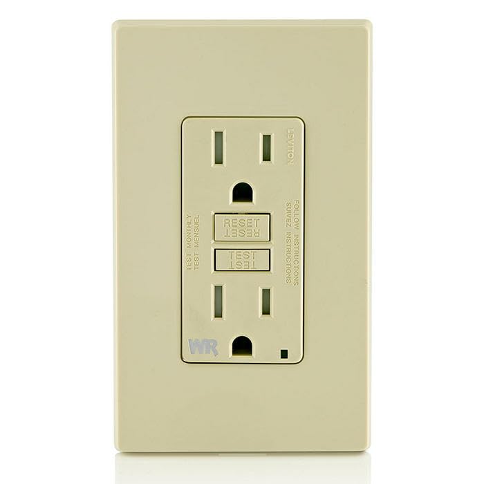 Leviton GFWT2-W Self-test SmartlockPro Slim GFCI Weather-Resistant and Tamper-Resistant Receptacle with LED Indicator, 20-Amp, White