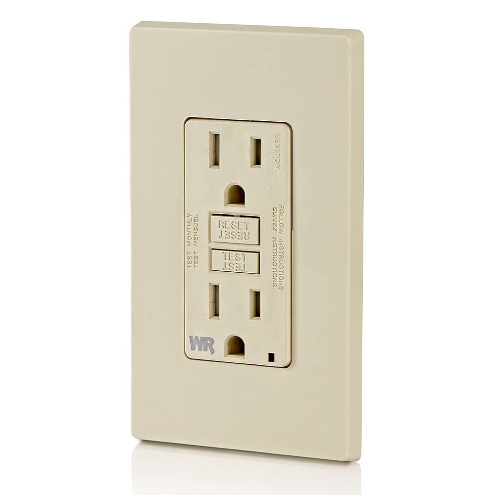 Leviton GFWT2-W Self-test SmartlockPro Slim GFCI Weather-Resistant and Tamper-Resistant Receptacle with LED Indicator, 20-Amp, White