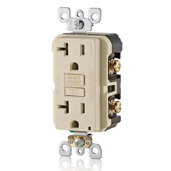 Leviton GFWT2-W Self-test SmartlockPro Slim GFCI Weather-Resistant and Tamper-Resistant Receptacle with LED Indicator, 20-Amp, White