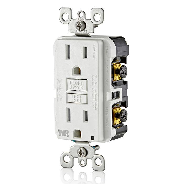 Leviton GFWT2-W Self-test SmartlockPro Slim GFCI Weather-Resistant and Tamper-Resistant Receptacle with LED Indicator, 20-Amp, White