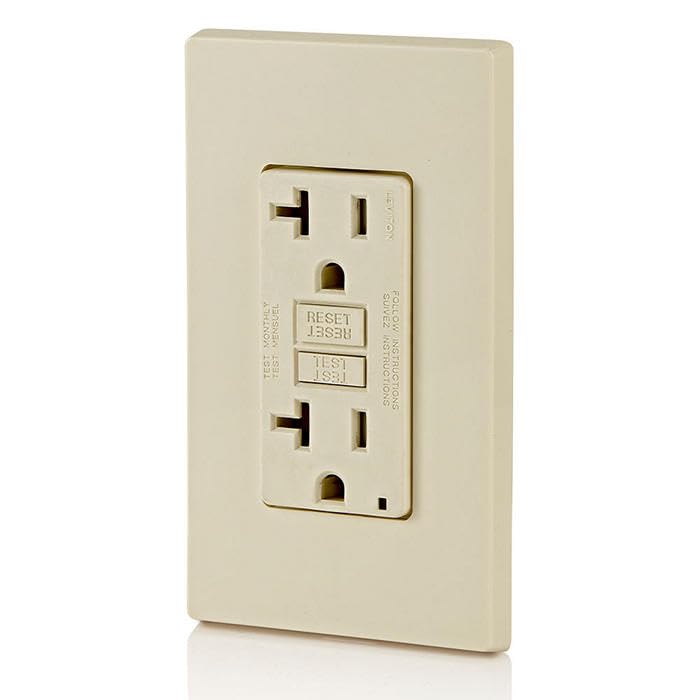 Leviton GFWT2-W Self-test SmartlockPro Slim GFCI Weather-Resistant and Tamper-Resistant Receptacle with LED Indicator, 20-Amp, White