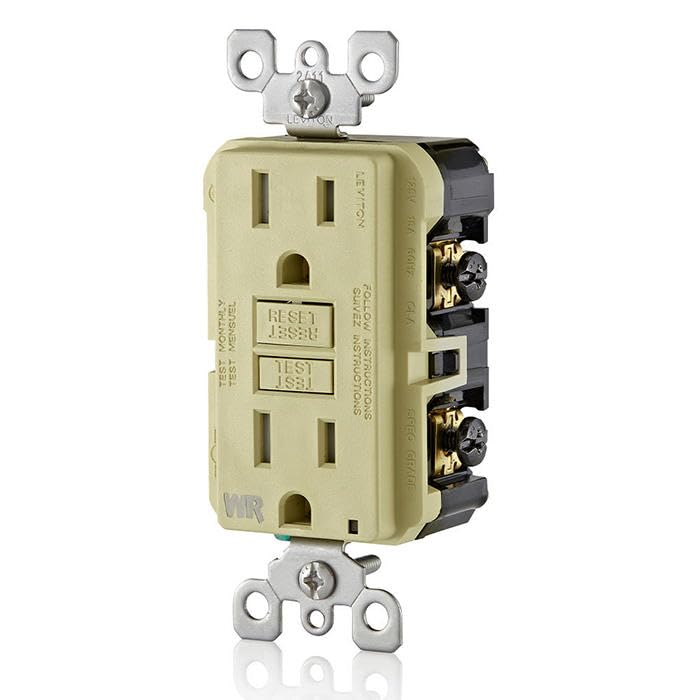 Leviton GFWT2-W Self-test SmartlockPro Slim GFCI Weather-Resistant and Tamper-Resistant Receptacle with LED Indicator, 20-Amp, White