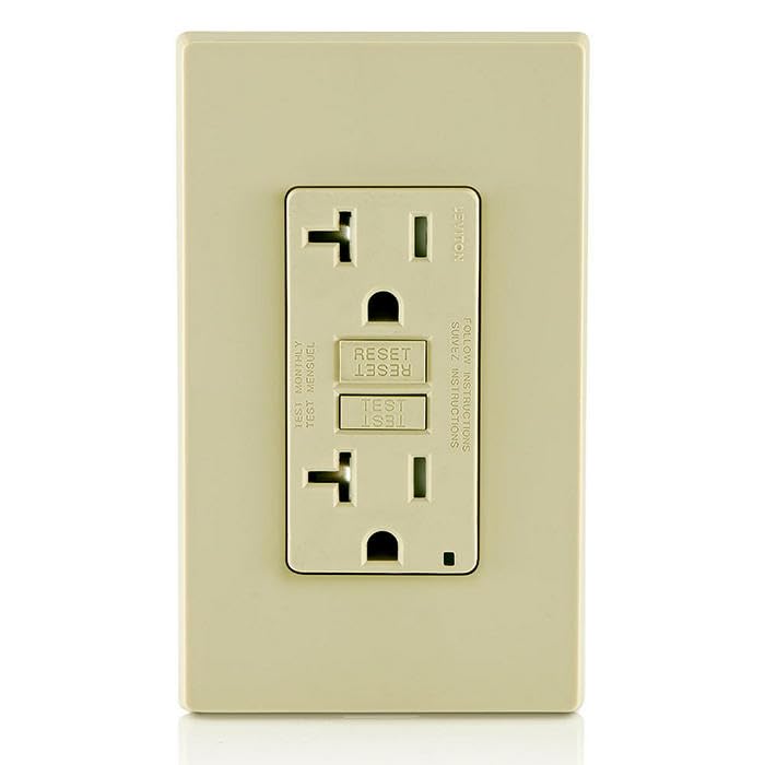Leviton GFWT2-W Self-test SmartlockPro Slim GFCI Weather-Resistant and Tamper-Resistant Receptacle with LED Indicator, 20-Amp, White