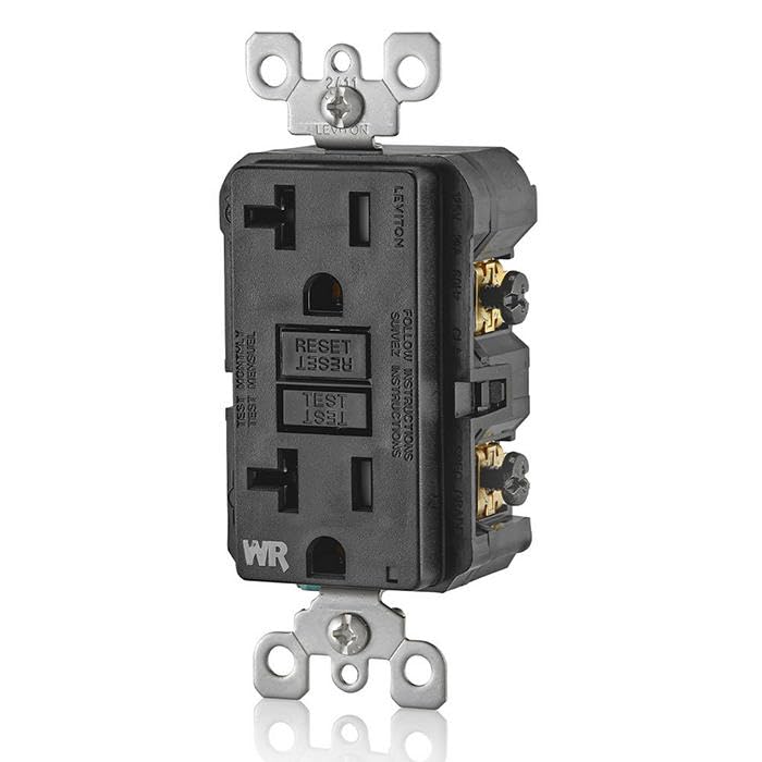 Leviton GFWT2-W Self-test SmartlockPro Slim GFCI Weather-Resistant and Tamper-Resistant Receptacle with LED Indicator, 20-Amp, White