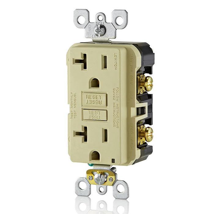 Leviton GFWT2-W Self-test SmartlockPro Slim GFCI Weather-Resistant and Tamper-Resistant Receptacle with LED Indicator, 20-Amp, White