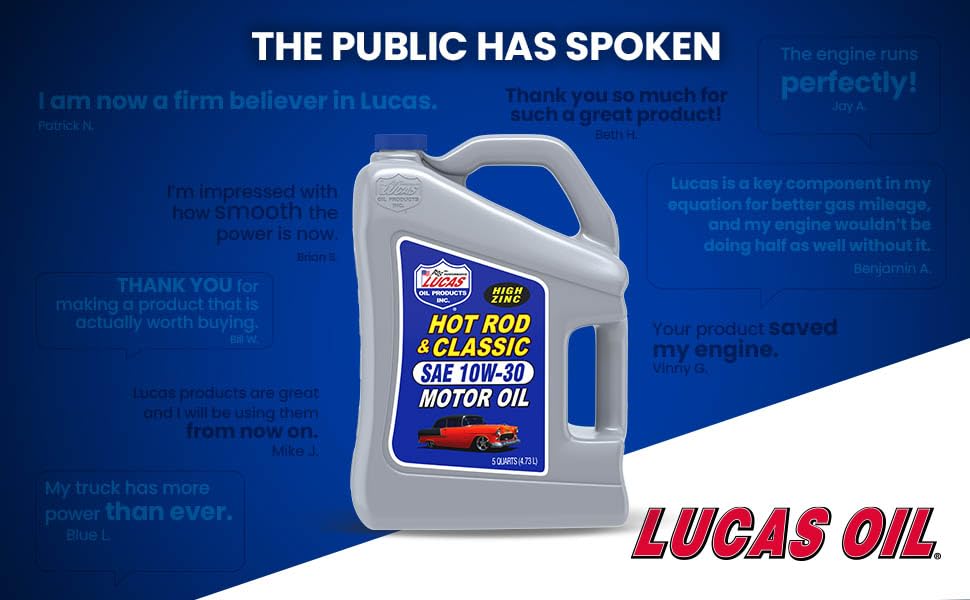 Lucas Oil 10679 Hot Rod & Classic Car SAE 10W-30 Motor Oil - 5 Quart
