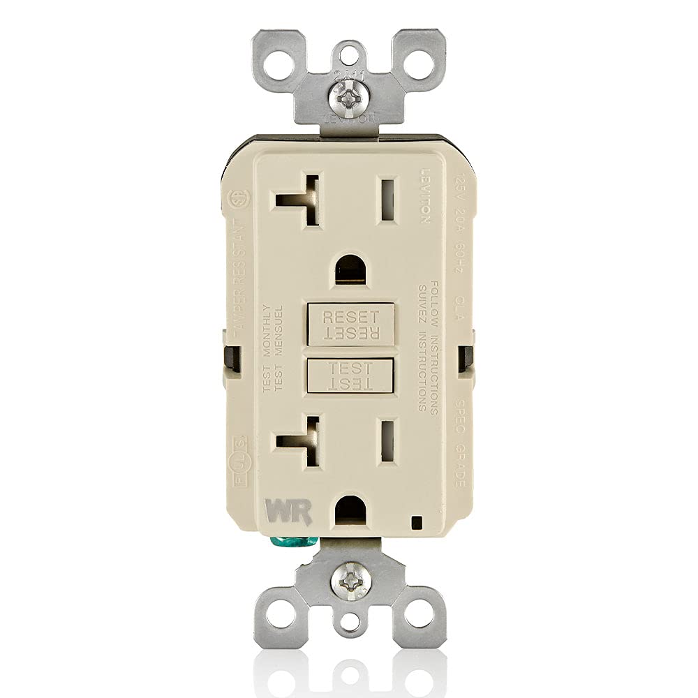 Leviton GFWT2-W Self-test SmartlockPro Slim GFCI Weather-Resistant and Tamper-Resistant Receptacle with LED Indicator, 20-Amp, White
