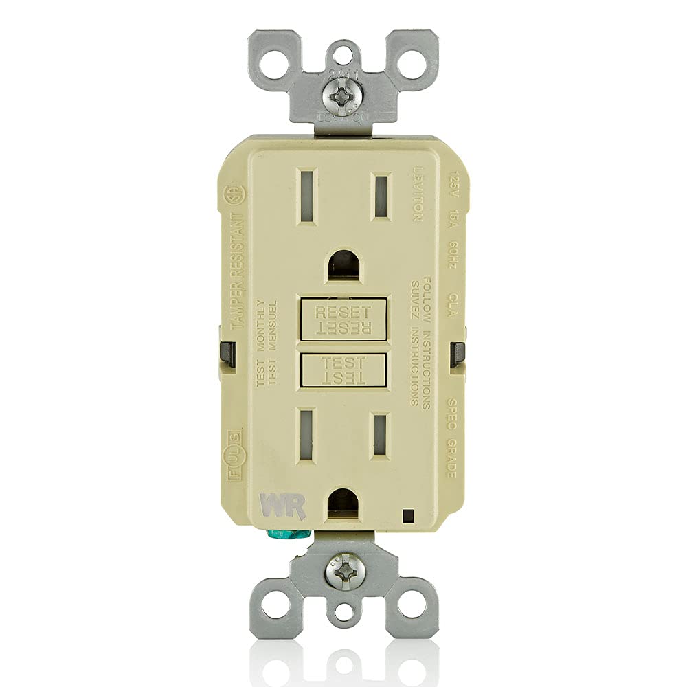 Leviton GFWT2-W Self-test SmartlockPro Slim GFCI Weather-Resistant and Tamper-Resistant Receptacle with LED Indicator, 20-Amp, White