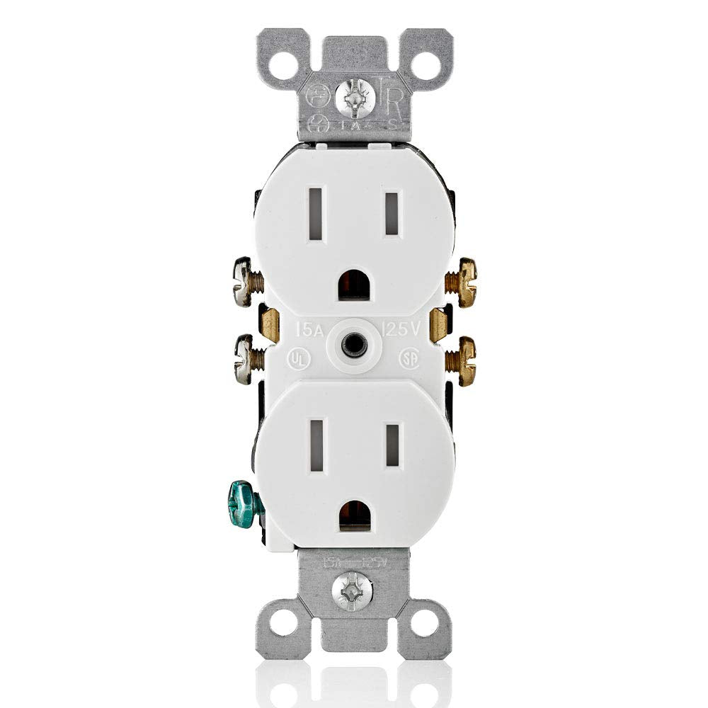 Leviton 15 Amp 125V Tamper Resistant Duplex Receptacle, T5320-WMP, White
