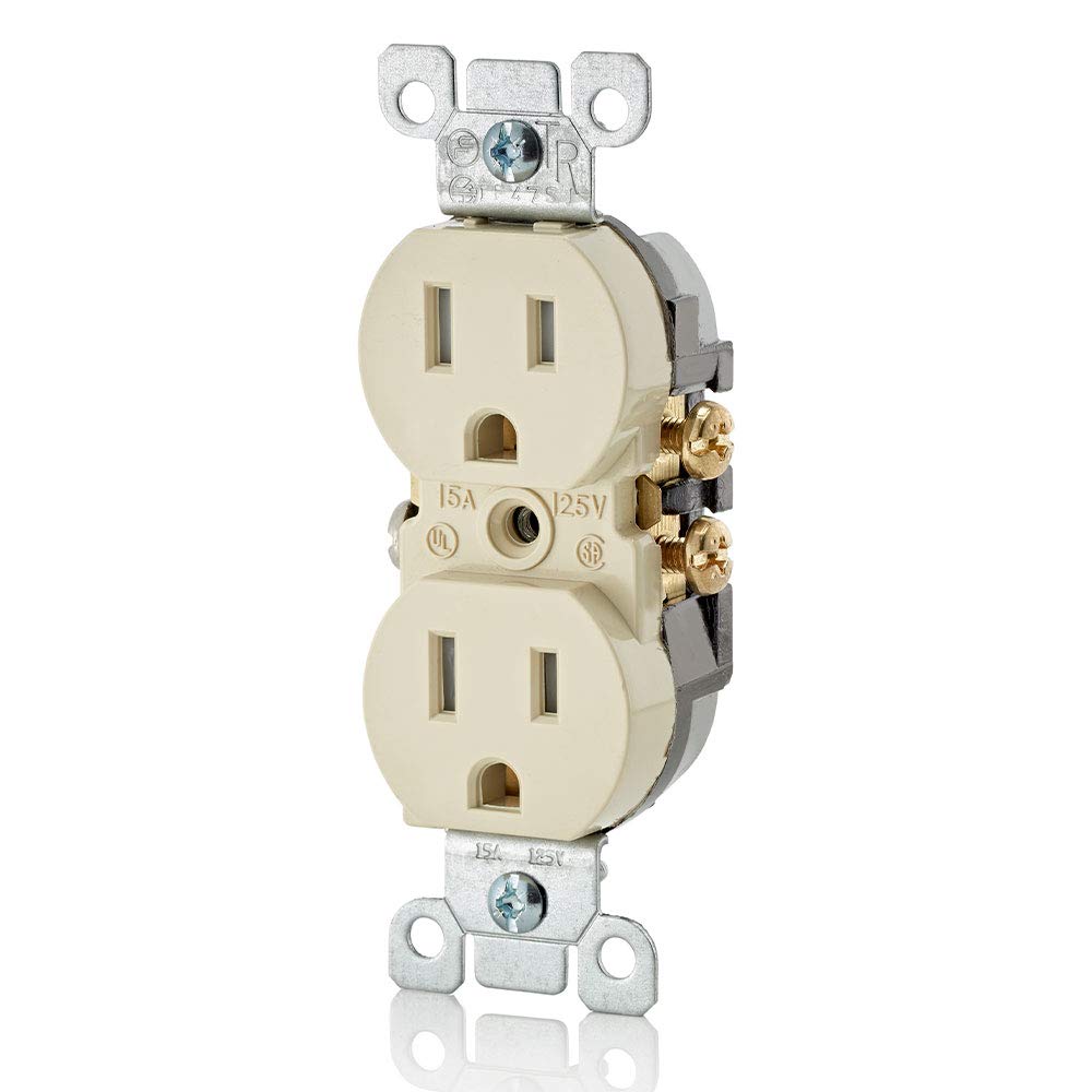 Leviton 15 Amp 125V Tamper Resistant Duplex Receptacle, T5320-WMP, White