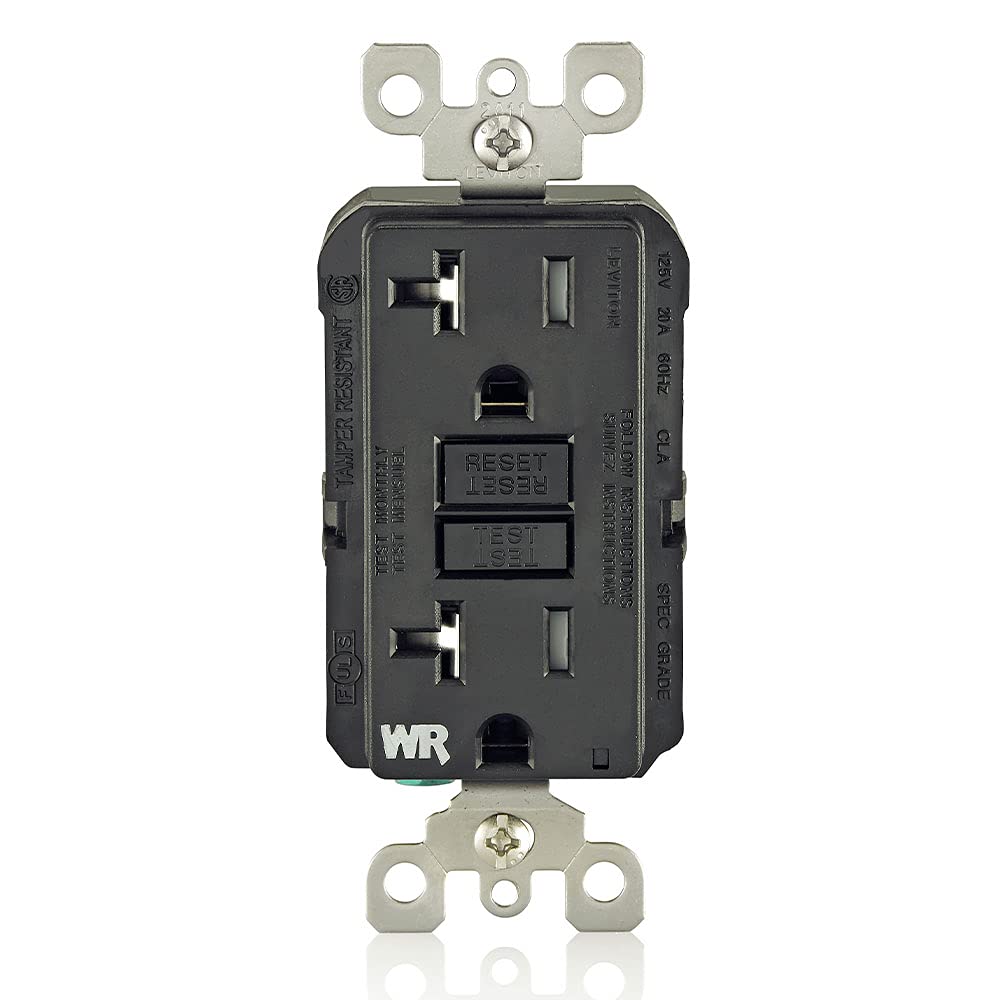 Leviton GFWT2-W Self-test SmartlockPro Slim GFCI Weather-Resistant and Tamper-Resistant Receptacle with LED Indicator, 20-Amp, White