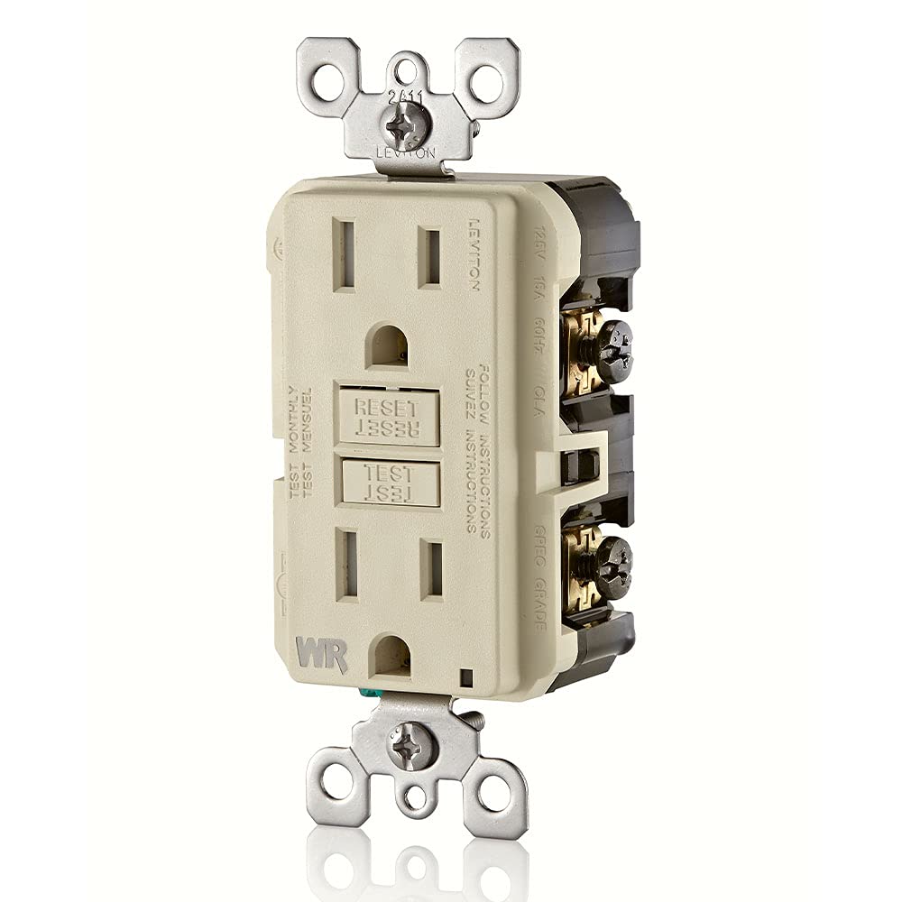 Leviton GFWT2-W Self-test SmartlockPro Slim GFCI Weather-Resistant and Tamper-Resistant Receptacle with LED Indicator, 20-Amp, White