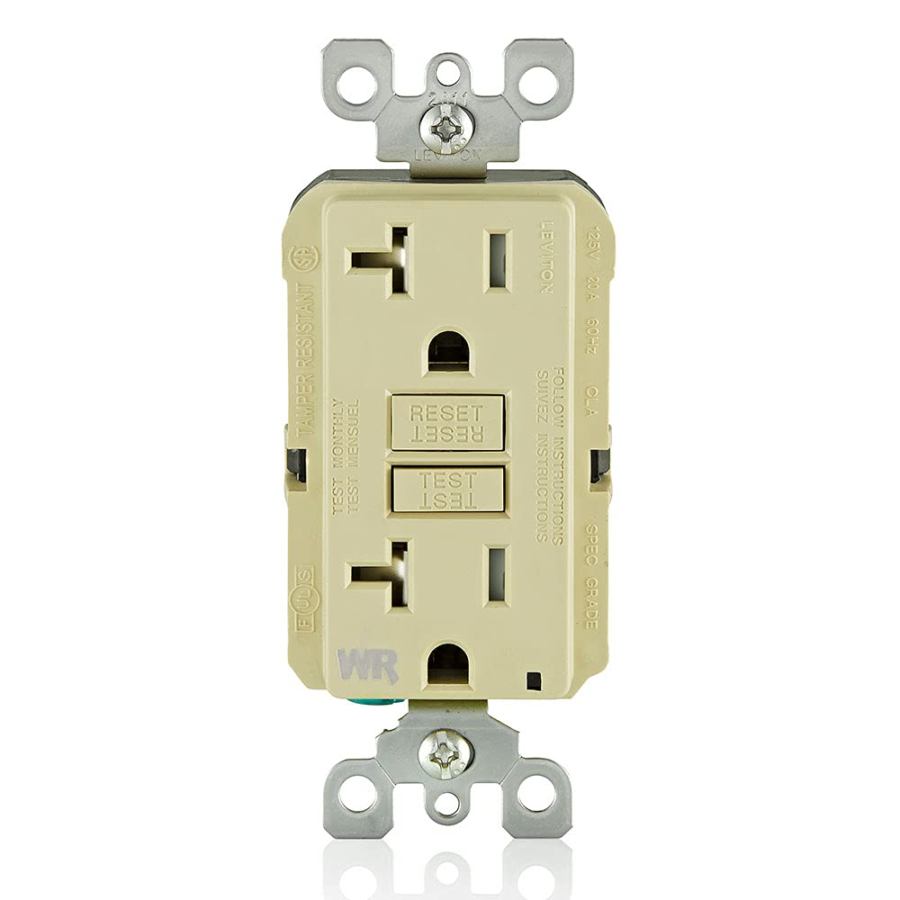 Leviton GFWT2-W Self-test SmartlockPro Slim GFCI Weather-Resistant and Tamper-Resistant Receptacle with LED Indicator, 20-Amp, White