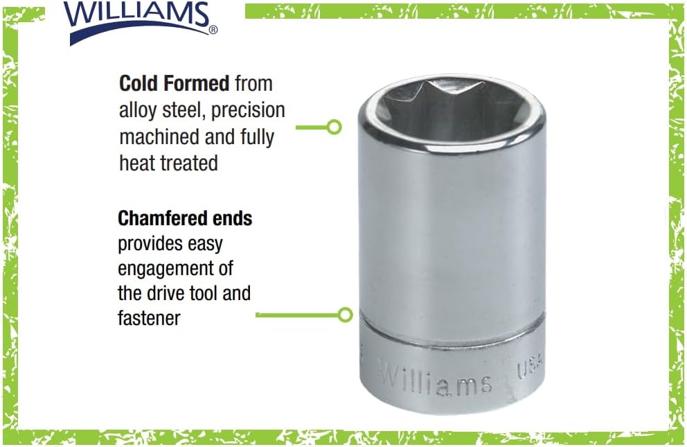Williams JHWBD-812 SuperTorque 3/8-Inch Drive Shallow 8-Point 3/8-Inch Socket with Lobular Openings and Chrome Finish