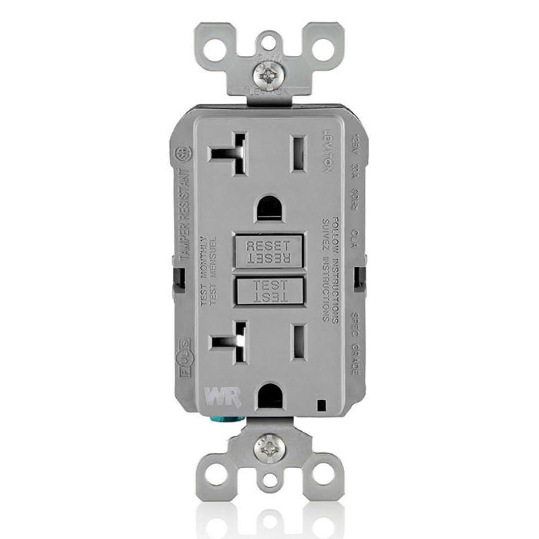 Leviton GFWT2-W Self-test SmartlockPro Slim GFCI Weather-Resistant and Tamper-Resistant Receptacle with LED Indicator, 20-Amp, White
