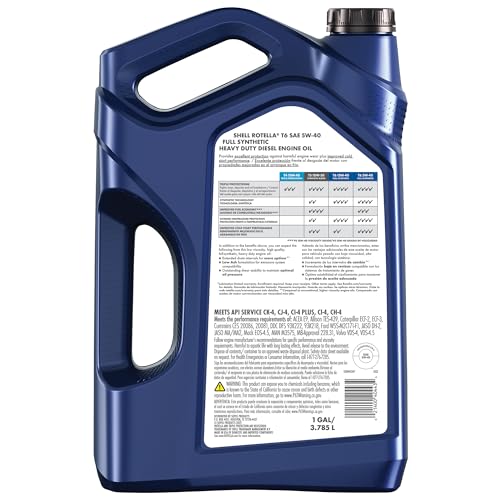 Shell Rotella T6 Full Synthetic 15W-40 Motor Oil, 1 Gallon (3 Pack)