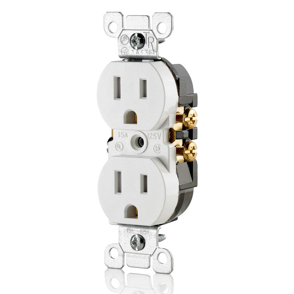Leviton 15 Amp 125V Tamper Resistant Duplex Receptacle, T5320-WMP, White