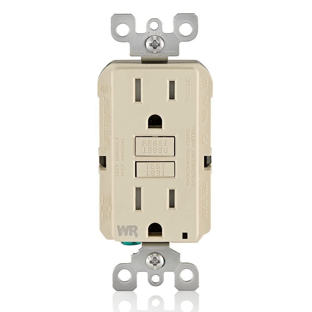 Leviton GFWT2-W Self-test SmartlockPro Slim GFCI Weather-Resistant and Tamper-Resistant Receptacle with LED Indicator, 20-Amp, White