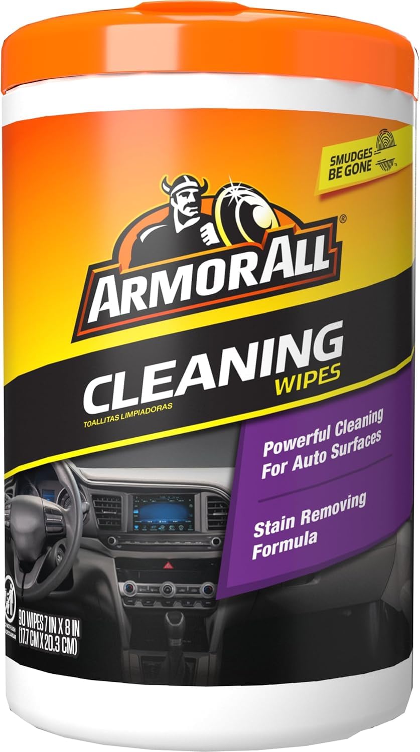 Armor All Car Interior Protectant Wipes, 90 Count Canister, UV Protectant for Vinyl, Rubber, Plastic, Trim and Dashboards