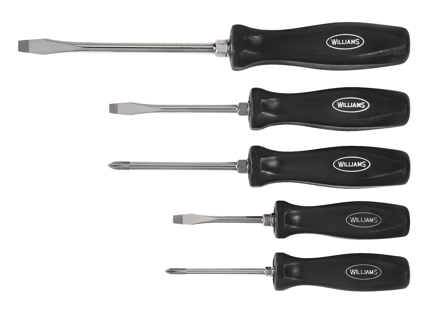 Williams 8-Piece Endurogrip Multi-Size Screwdriver Set, Keystone Slots Hex Bolster & Phillips, Comfort Grip Prevents Slippage, Extra Strength Steel Chrome Blades