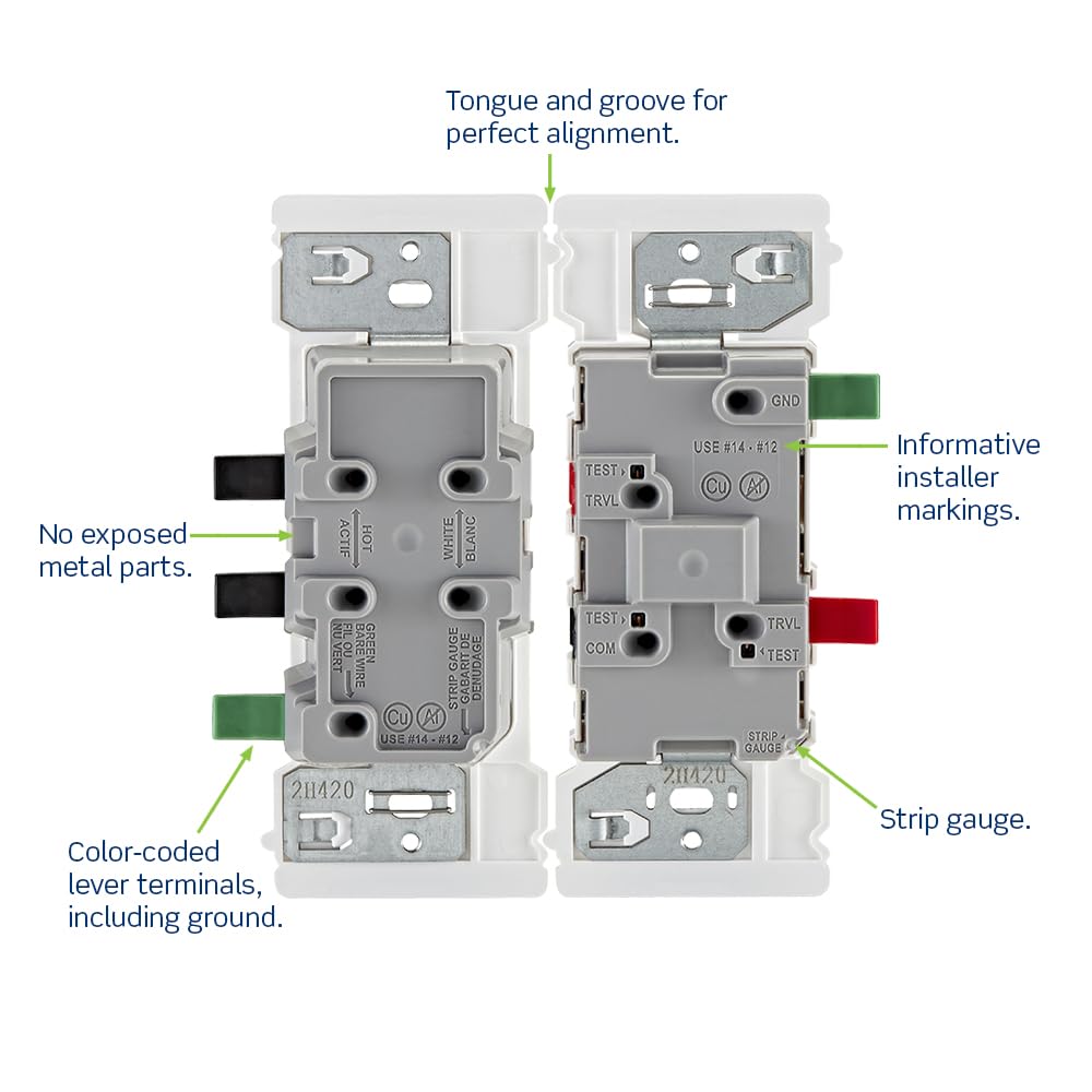 Leviton Lever Edge 15 Amp Tamper-Resistant Duplex Wall Outlet, 10-Pack, E5325-MW, White
