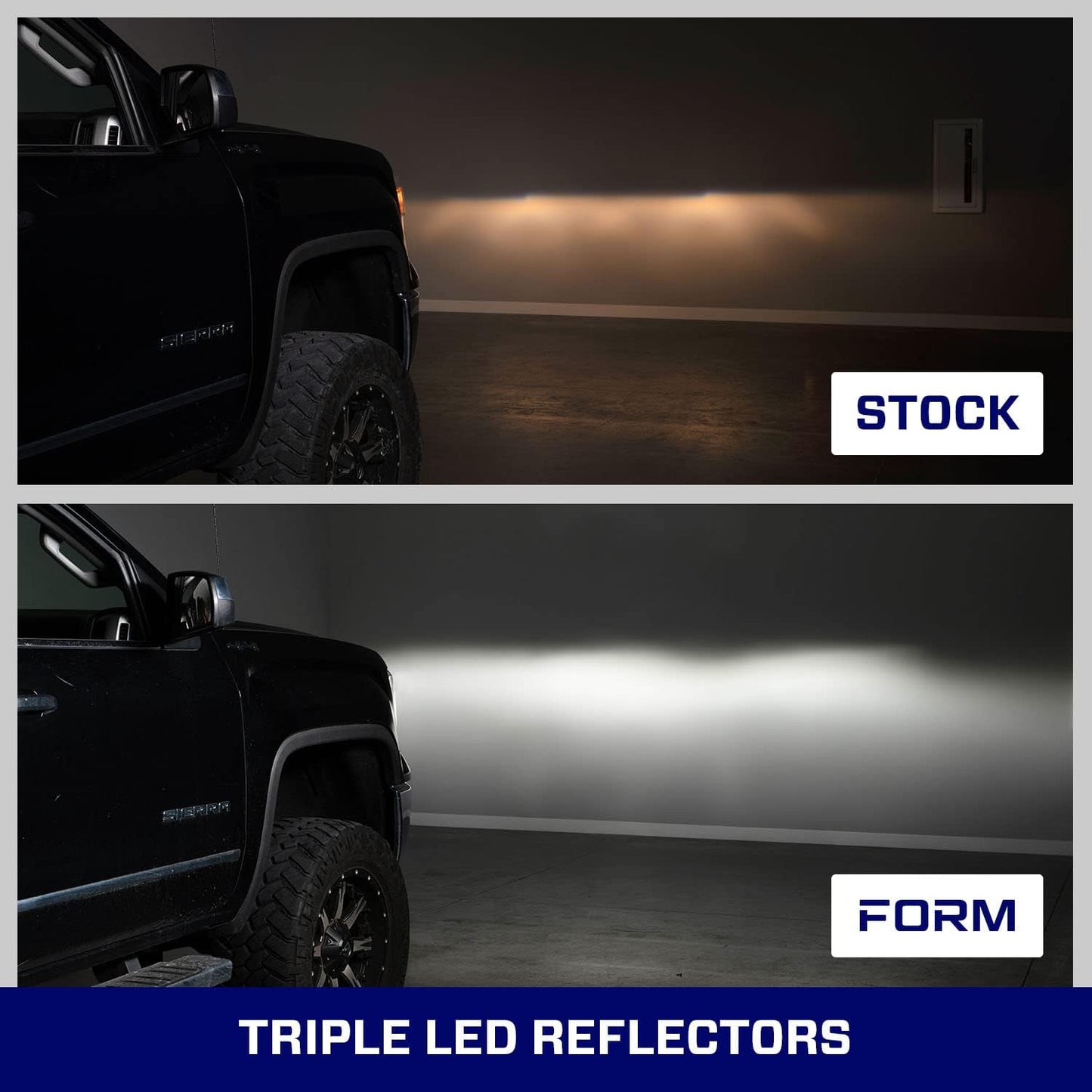 Sequential LED Reflector Headlights compatible with GMC Sierra 1500/2500/3500 2014-2018 (pair)