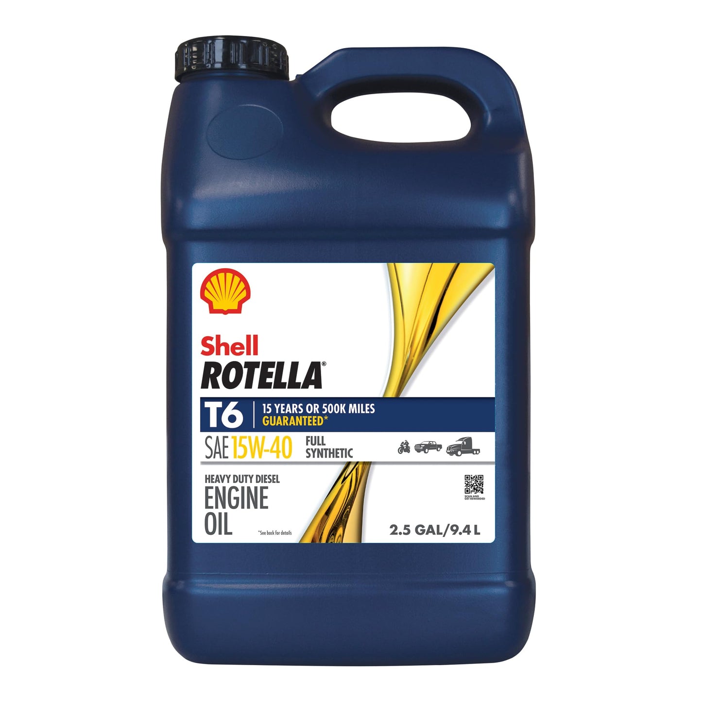 Shell Rotella T6 Full Synthetic 15W-40 Motor Oil, 1 Gallon (3 Pack)