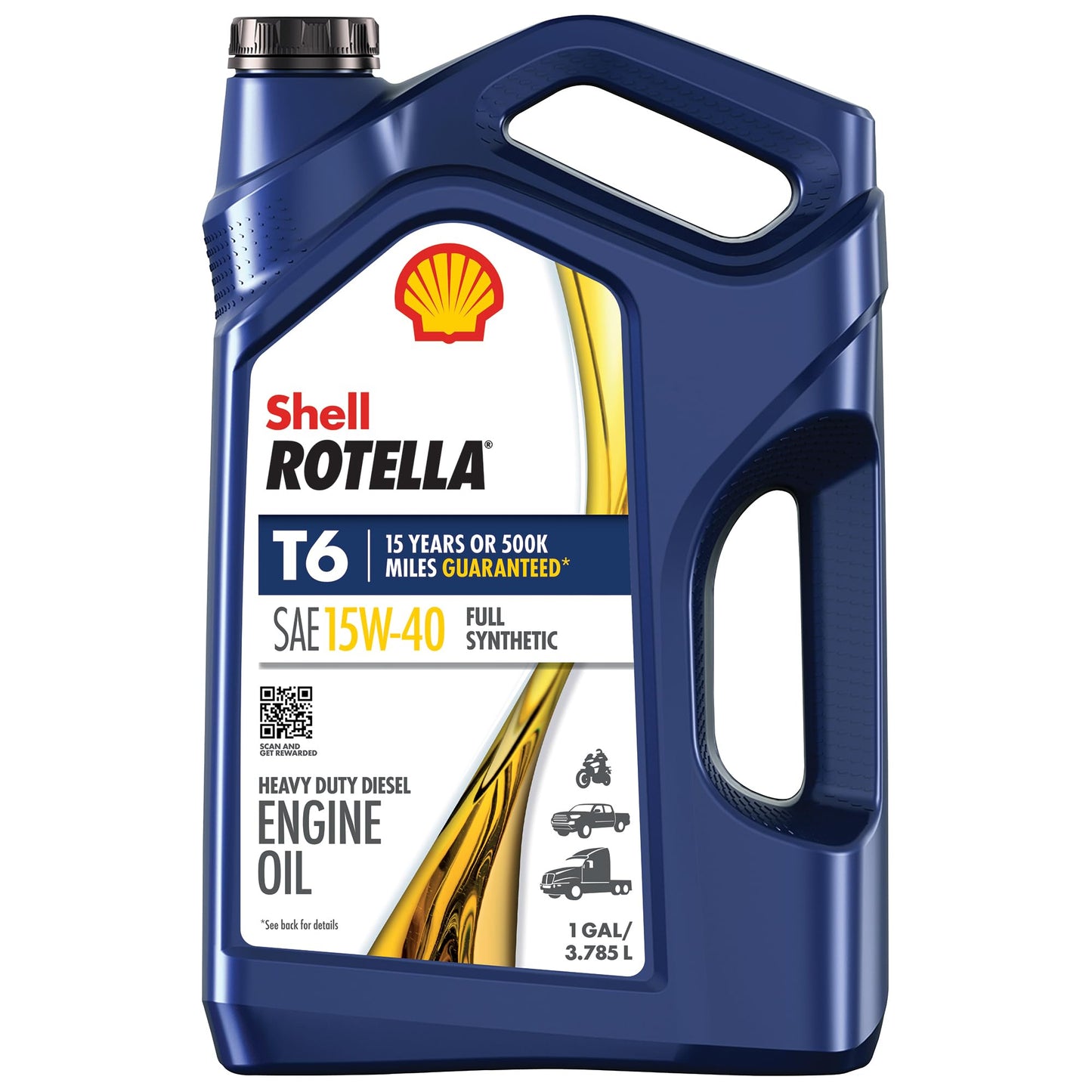 Shell Rotella T6 Full Synthetic 15W-40 Motor Oil, 1 Gallon (3 Pack)