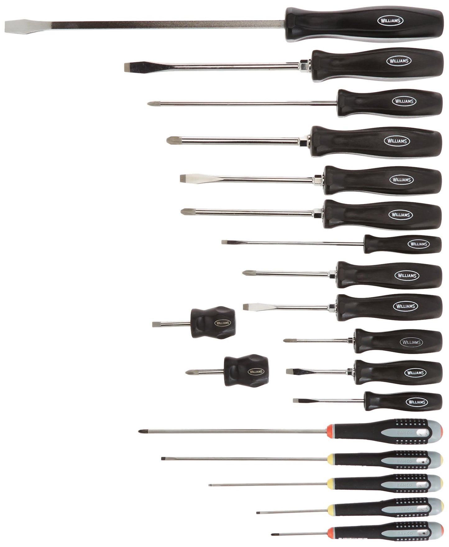 Williams 8-Piece Endurogrip Multi-Size Screwdriver Set, Keystone Slots Hex Bolster & Phillips, Comfort Grip Prevents Slippage, Extra Strength Steel Chrome Blades