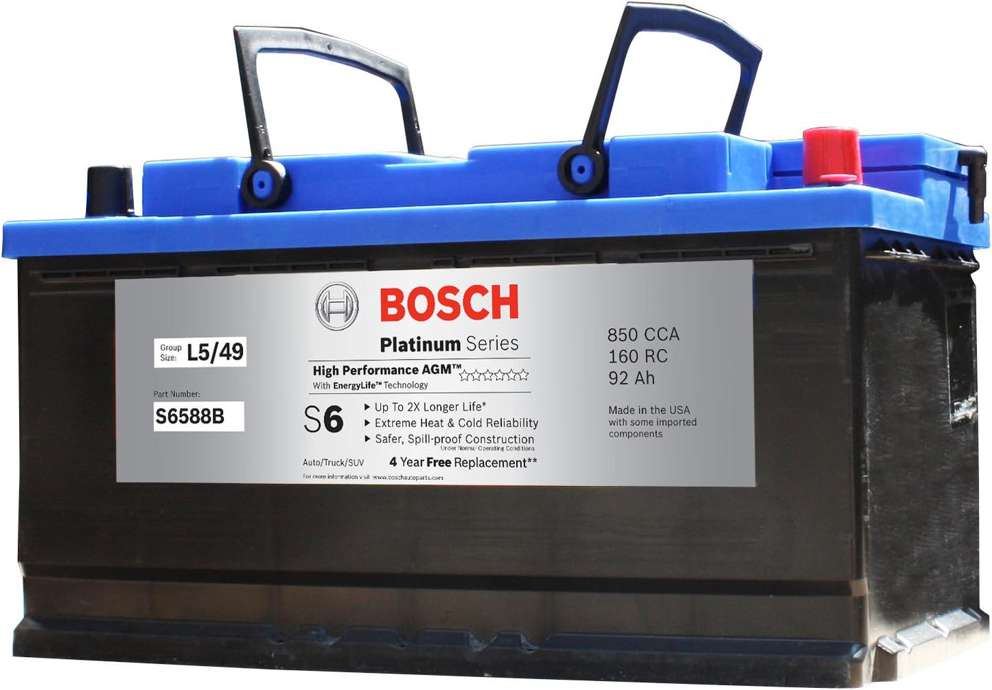 BOSCH S6588B S6 Flat Plate AGM Battery