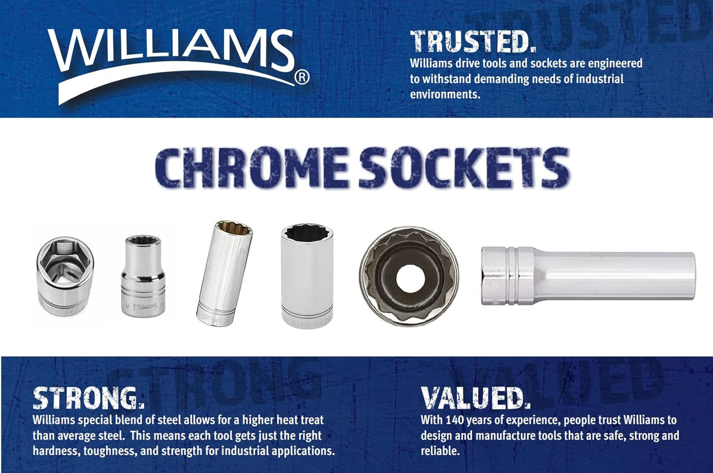 Williams JHWBD-812 SuperTorque 3/8-Inch Drive Shallow 8-Point 3/8-Inch Socket with Lobular Openings and Chrome Finish