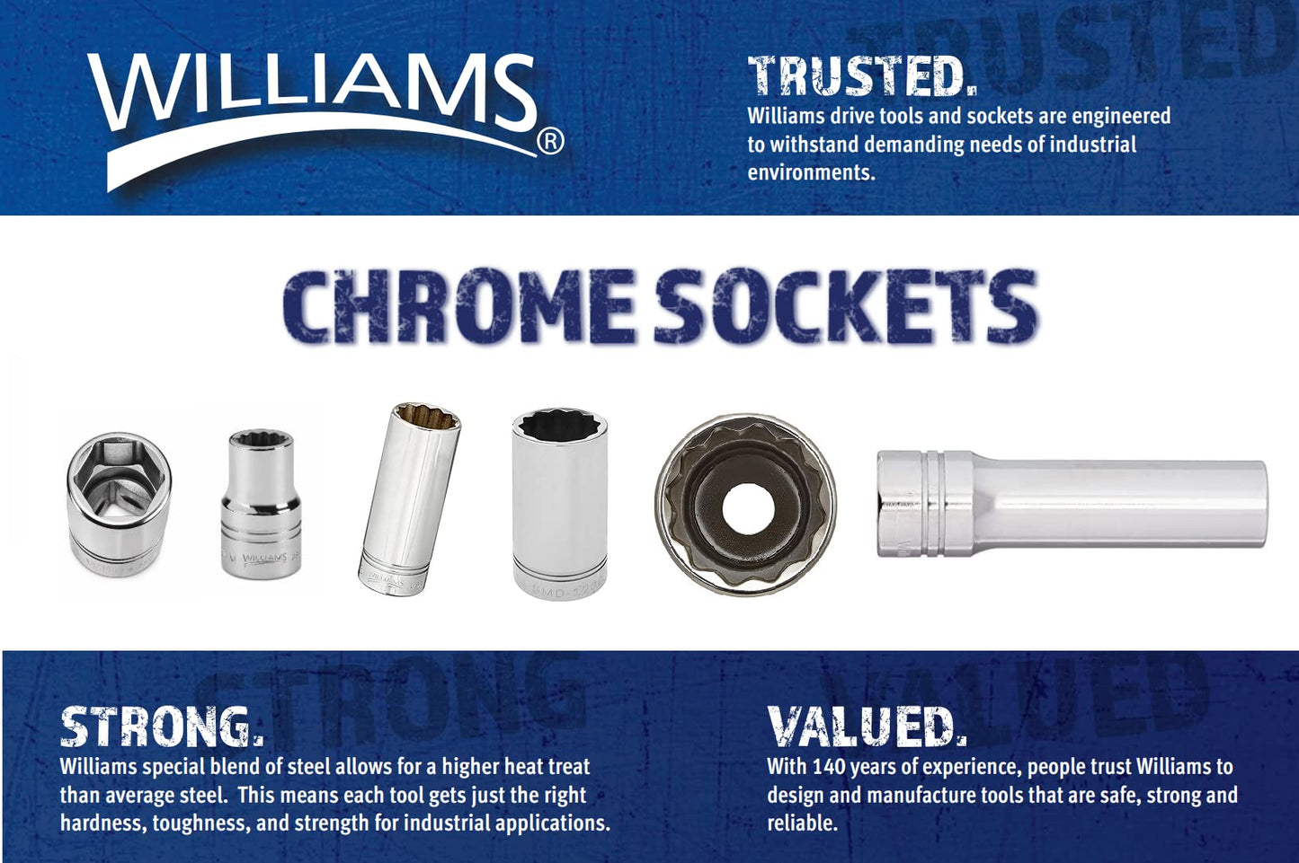 Williams JHWM-604 1/4-Inch Drive Shallow SAE Socket, 6 Point, 1/8-Inch Size, High-Polished Chrome Finish, Designed For Use On 6 Point Fasteners