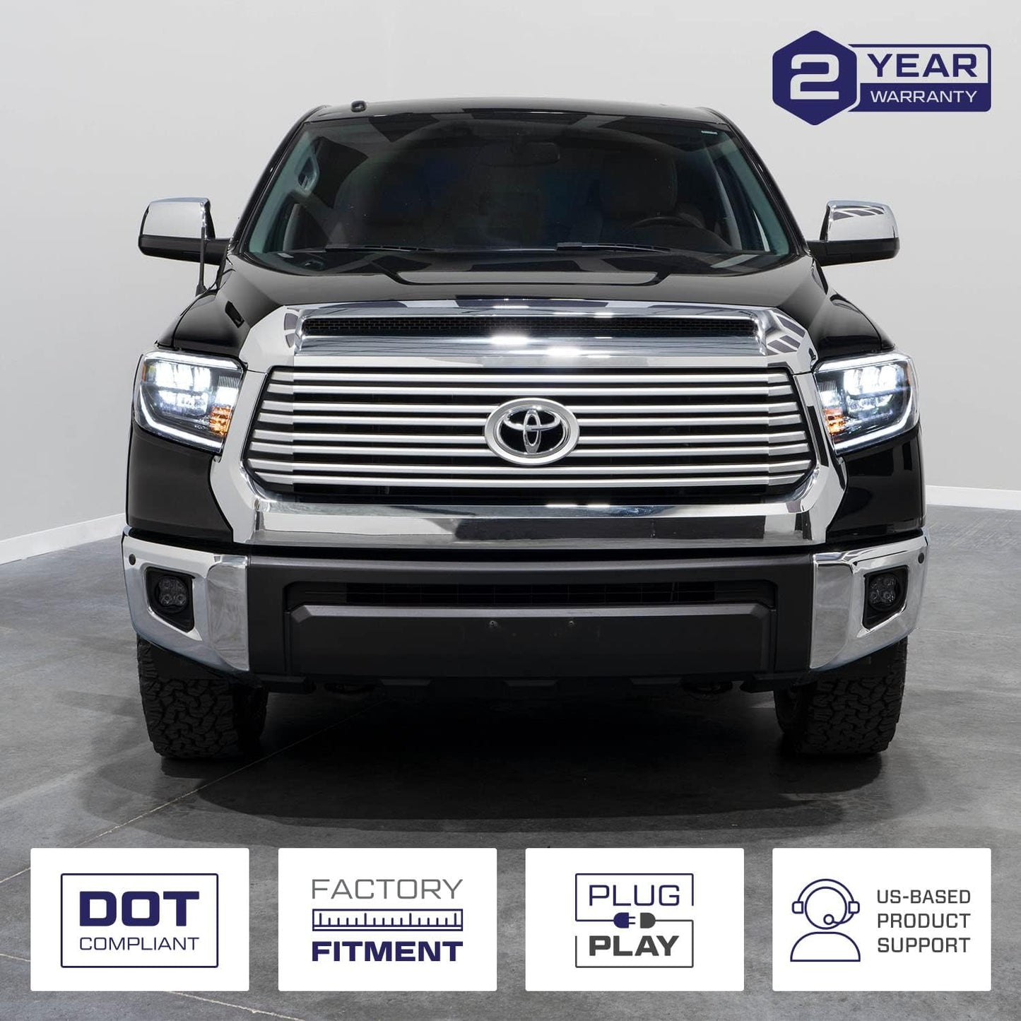 Sequential LED Reflector Headlights compatible with Toyota Tundra 2014-2021 (pair)