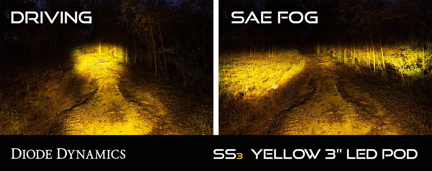 Diode Dynamics SS3 SAE Yellow Sport LED Pod (pair), Combo with Amber Backlight