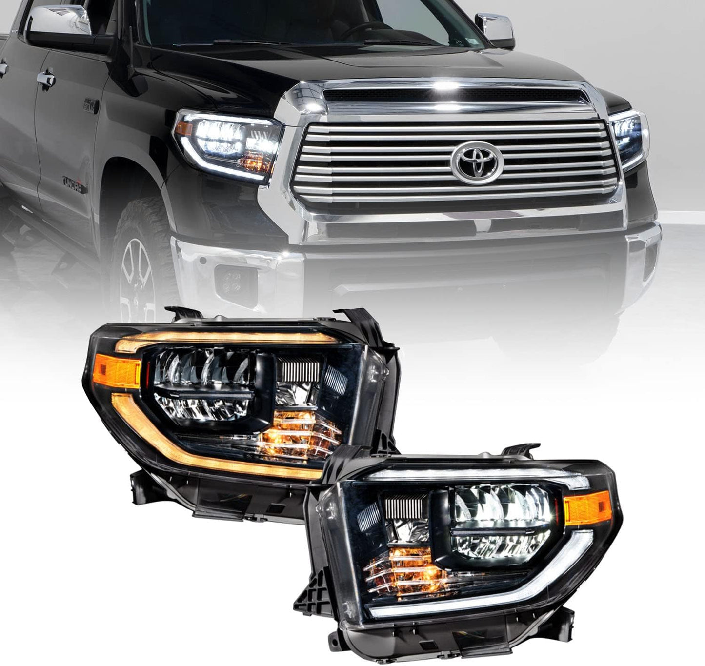 Sequential LED Reflector Headlights compatible with Toyota Tundra 2014-2021 (pair)