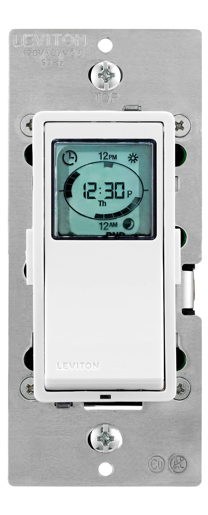 Leviton Decora Programmable and Astronomical Timer Switch for Lights and Motor Loads, Neutral Wire Required, Single Pole or 3-Way, VPT24-1PZ, White with Ivory and Light Almond Faceplates