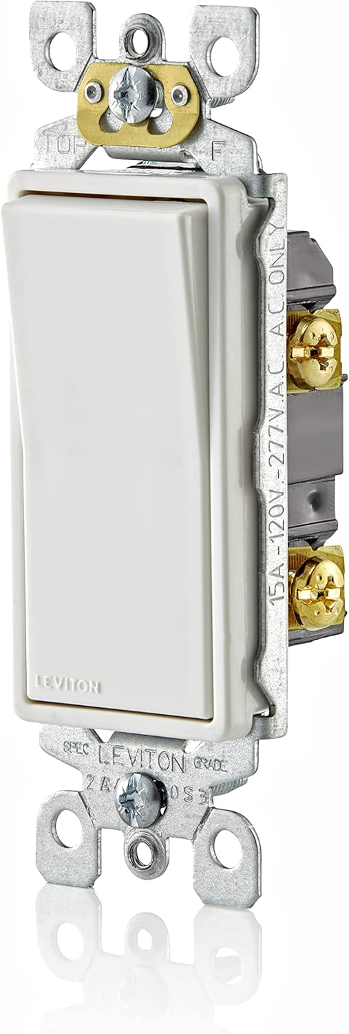 Leviton 15 Amp Decora Antimicrobical Wall Switch Single-Pole, 5601-2AW, White