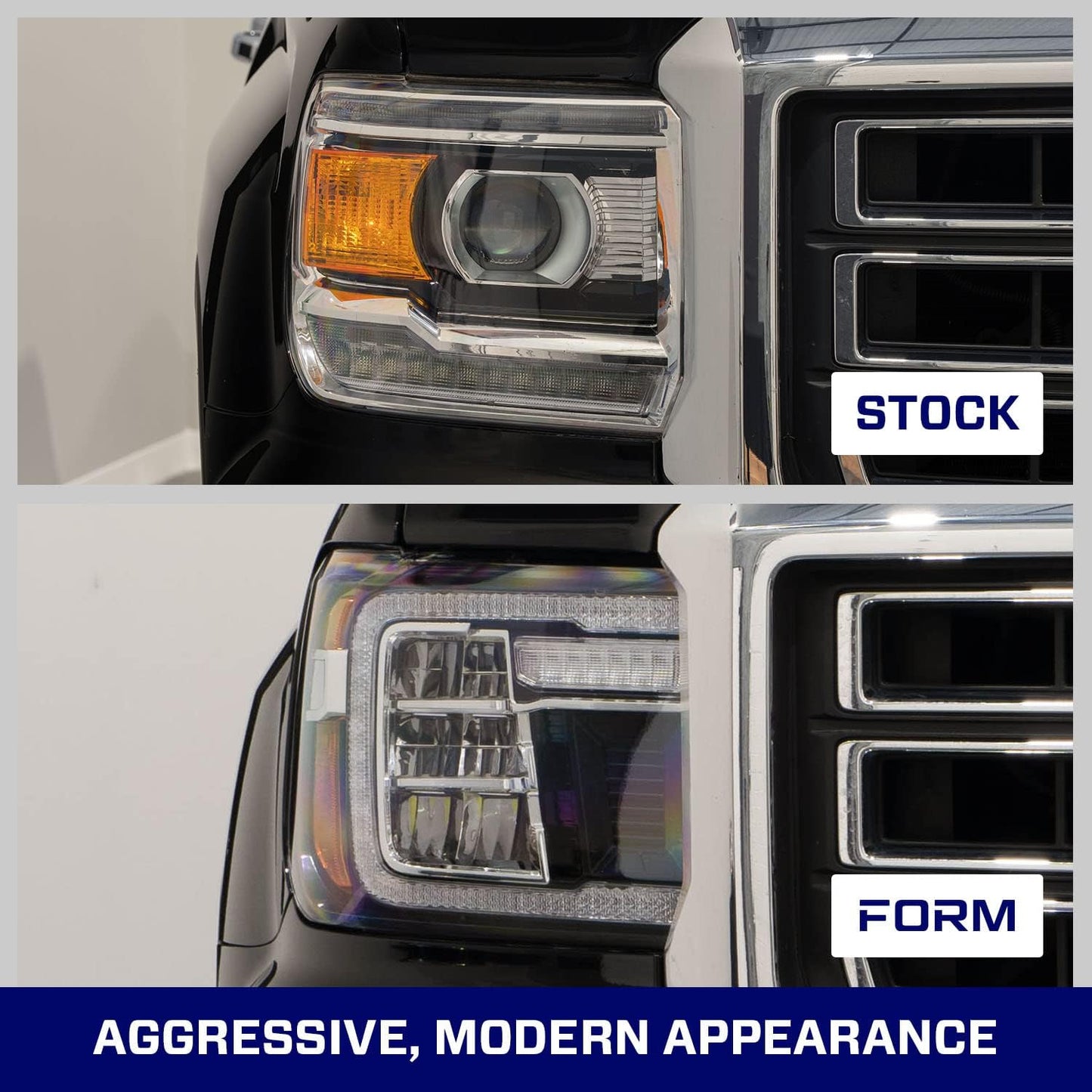 Sequential LED Reflector Headlights compatible with GMC Sierra 1500/2500/3500 2014-2018 (pair)