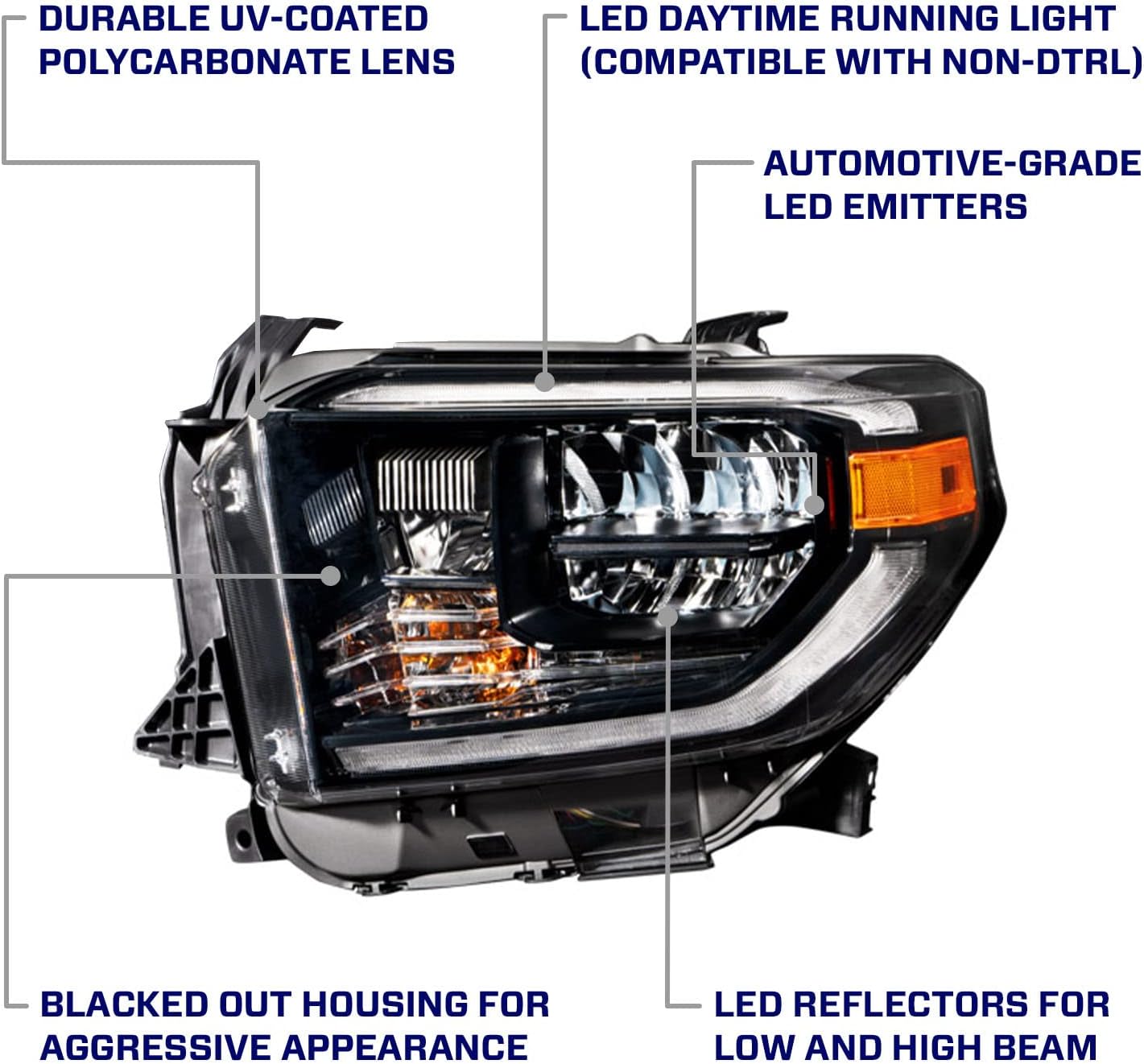 Sequential LED Reflector Headlights compatible with Toyota Tundra 2014-2021 (pair)