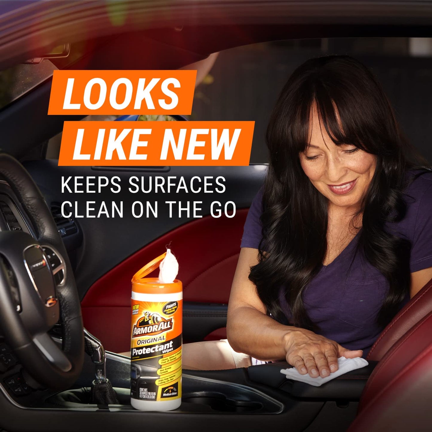Original Protectant Wipes by Armor All, Car Interior Cleaner Wipes with UV Protection to Fight Cracking & Fading, 30 Count