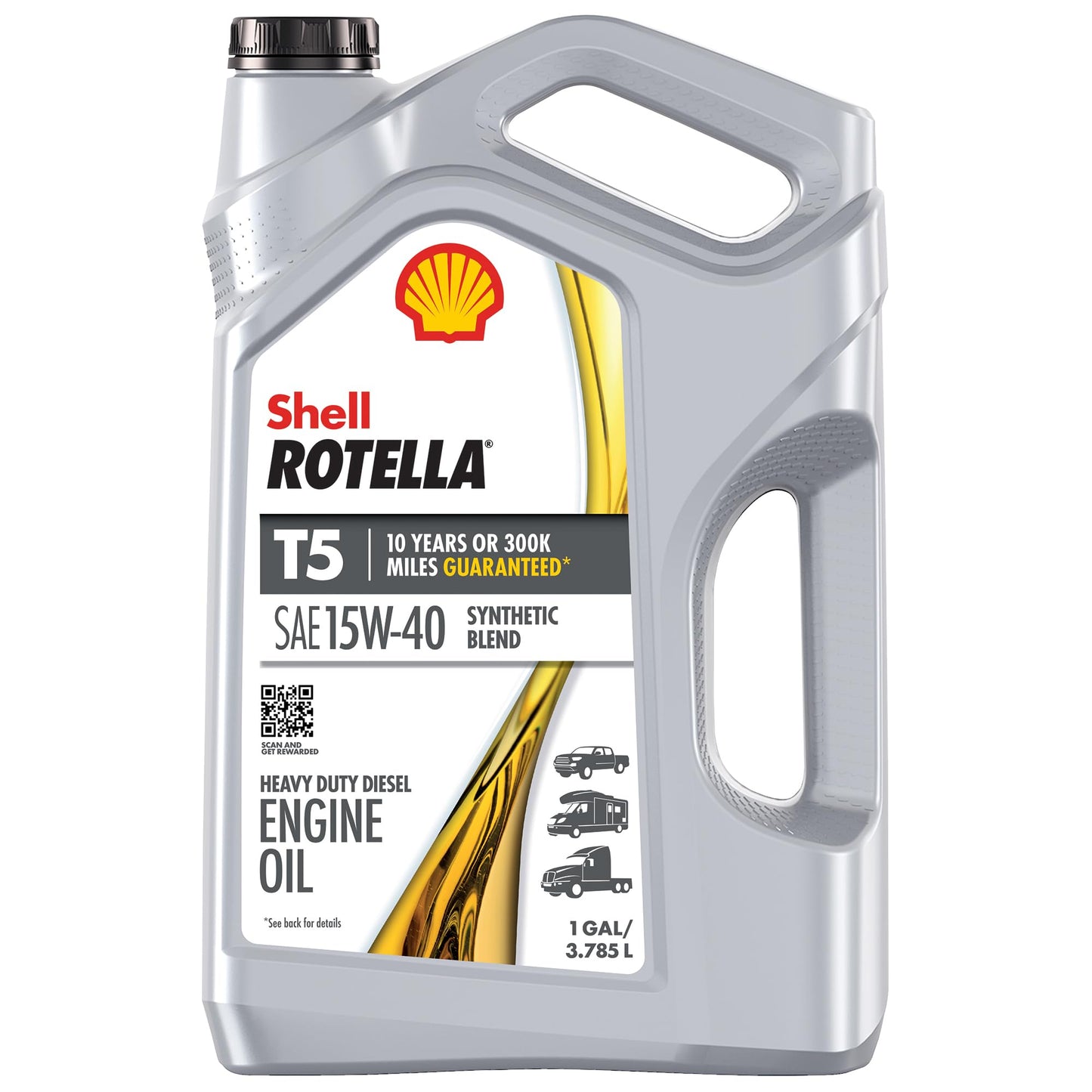 Shell Rotella T5 Synthetic Blend 15W-40 Motor Oil, 1 Gallon (3 Pack)