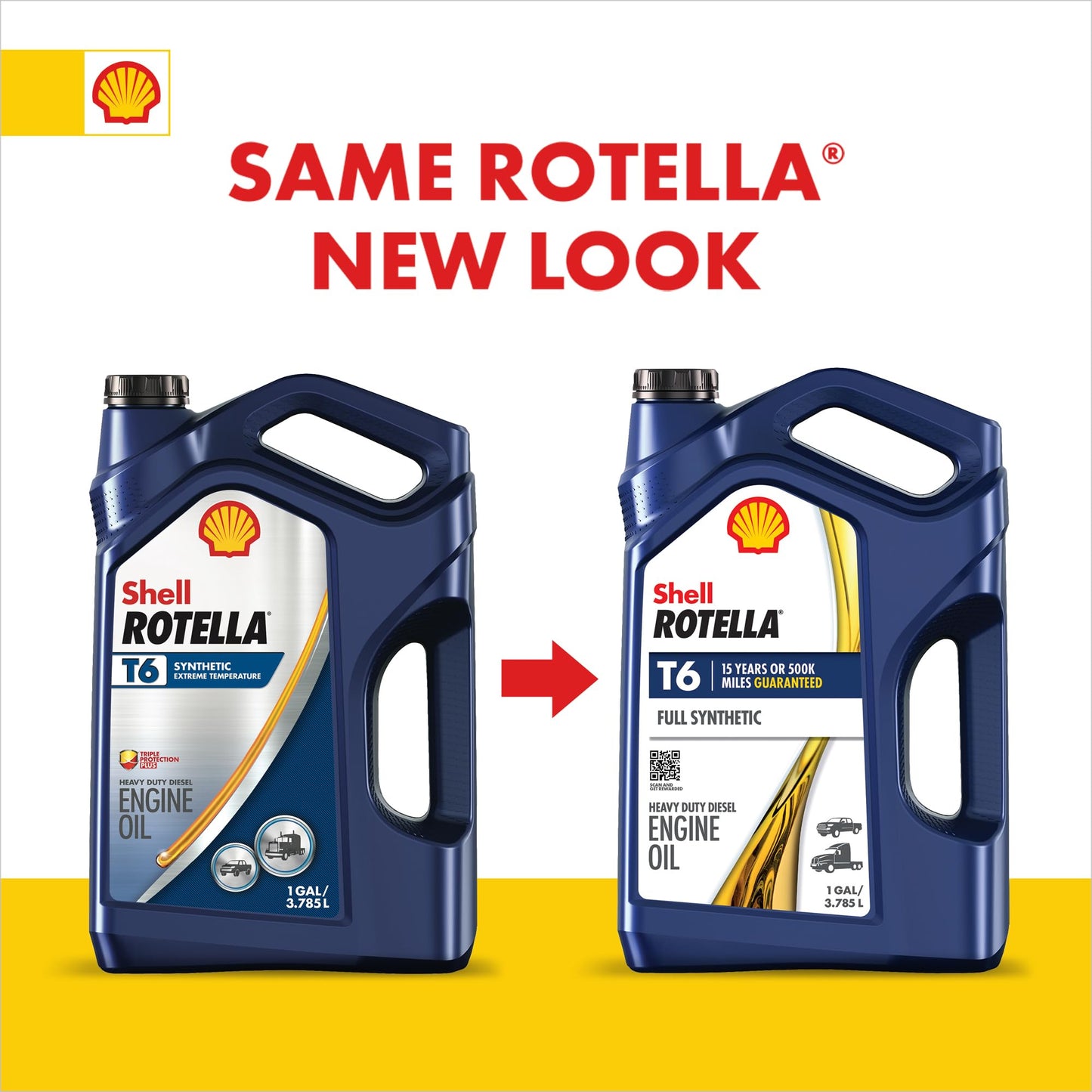 Shell Rotella T6 Full Synthetic 15W-40 Motor Oil, 1 Gallon (3 Pack)